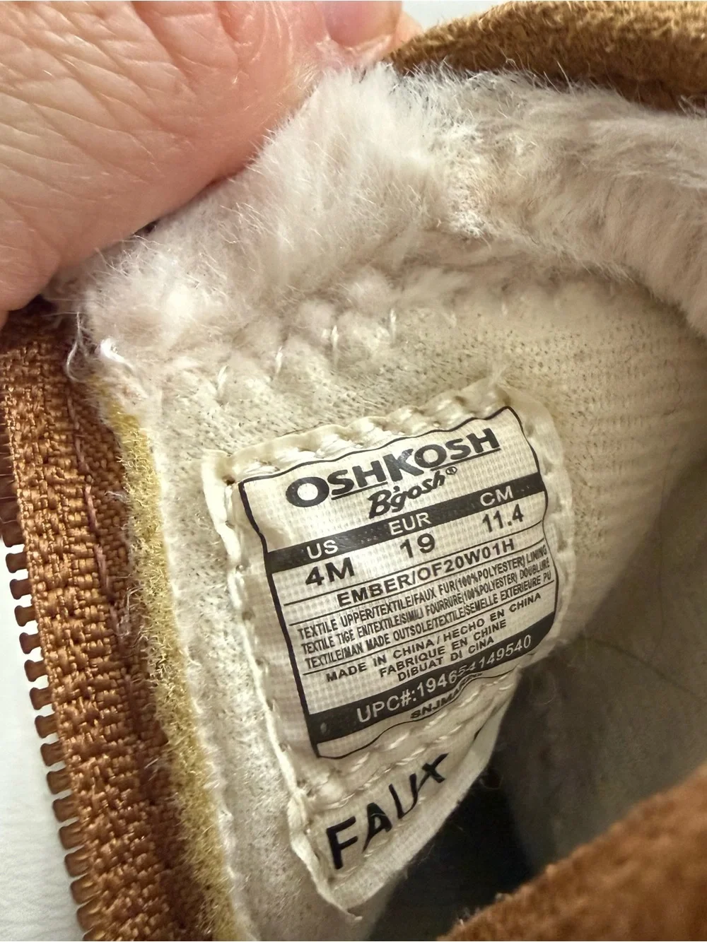 OshKosh Brown faux Suede Winter Booties with Shearling Lining